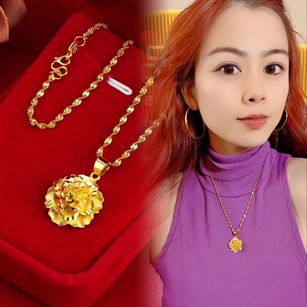 【高定牡丹花套链】金店同款经典牡丹花项链