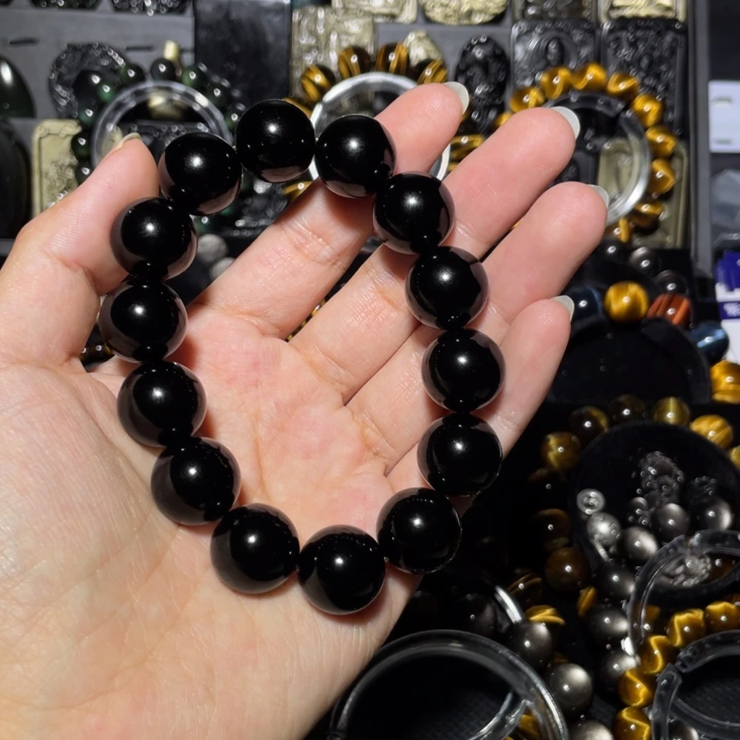 环***司黑曜岩未镶嵌手链