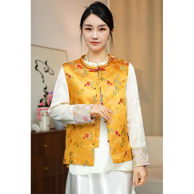 CHUNTIAN/李李国风【小金鱼】新中式宋锦提花马甲
