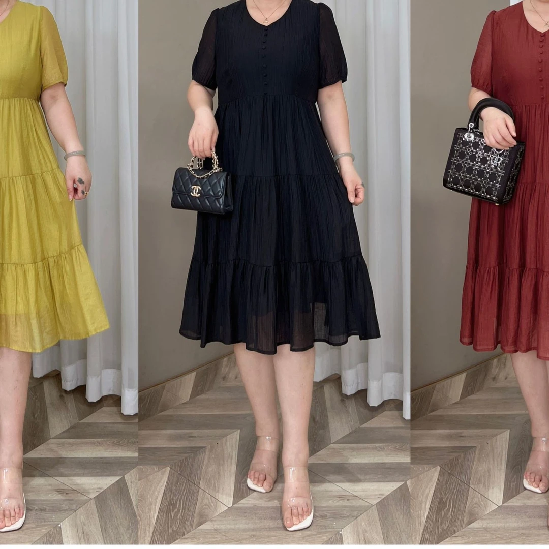 【现货连衣裙】PDM22038夏季时尚显瘦遮肉大码连衣裙