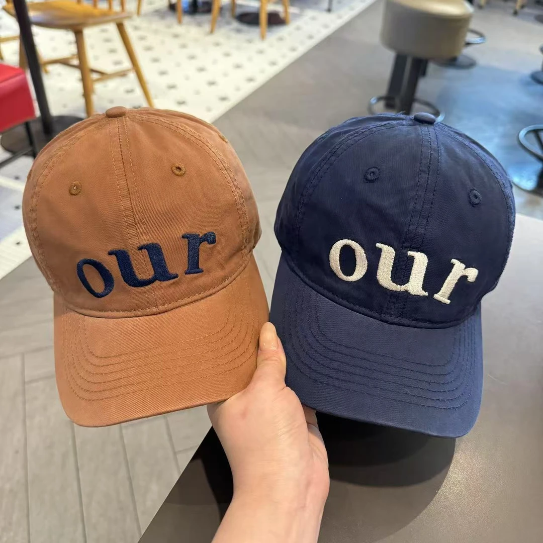 儿童鸭舌帽春秋字母刺绣软顶复古色遮阳帽子韩国潮童宝宝棒球帽潮