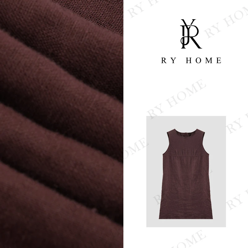 【容雨RYHOME】“红尘客”100%亚麻＋无袖中长款纯色百搭连衣裙24L1297
