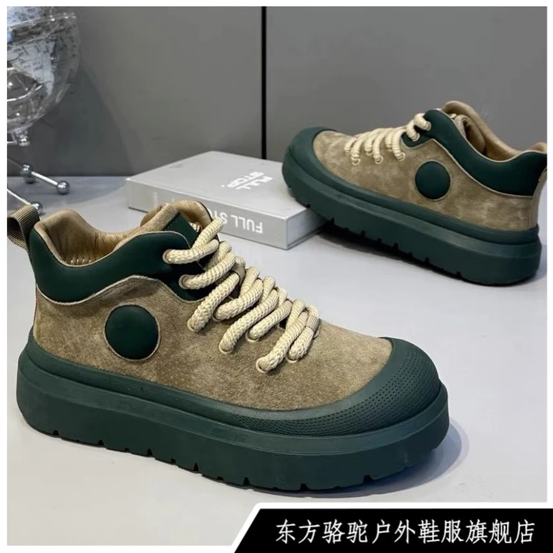 东方骆驼马丁靴男款秋冬高帮潮流休闲板鞋厚底增高防滑耐磨工装鞋