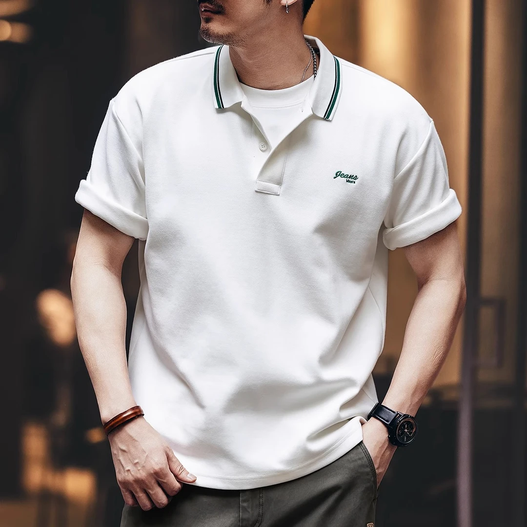 Salodac高端珠地棉空气层短袖polo衫男士夏季潮牌宽松休闲半袖T恤