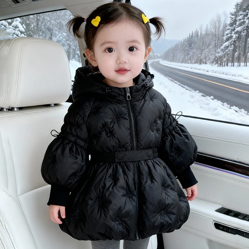 中长款女童厚款冬装收腰童装外套女宝宝加厚棉服洋气韩版公主保暖