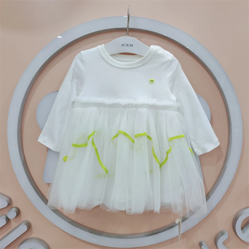 米乐熊春款女童网纱裙仙女裙折线连衣裙1505