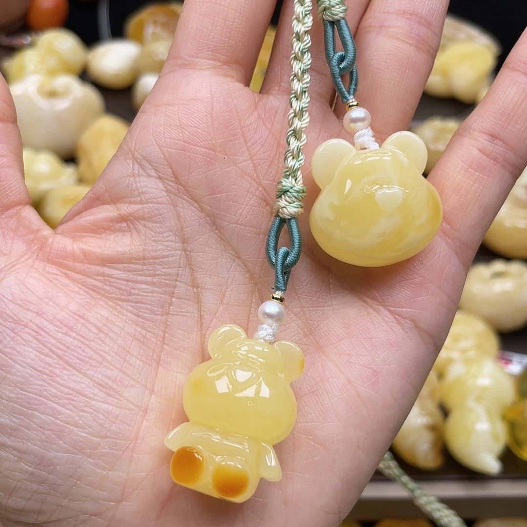 蜜蜡裸石未镶嵌萌****豆蜜蜡