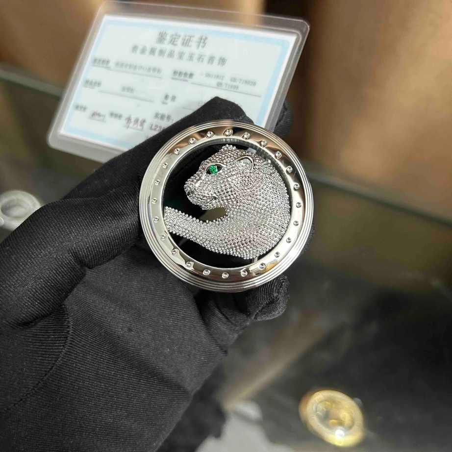 史蒂芬 24K镀金皮带扣头豹子头3.8男士腰带扣替换扣配件卡扣无皮