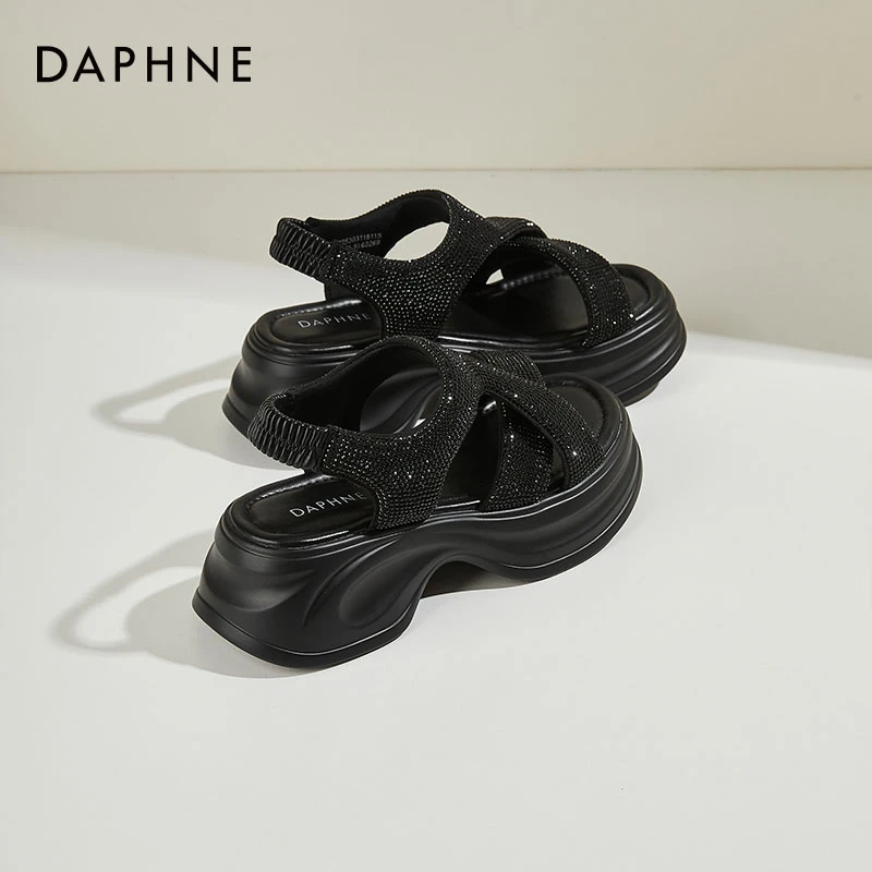 达芙妮厚底增高罗马凉鞋女士2025夏季新款外穿坡跟运动时装松糕鞋