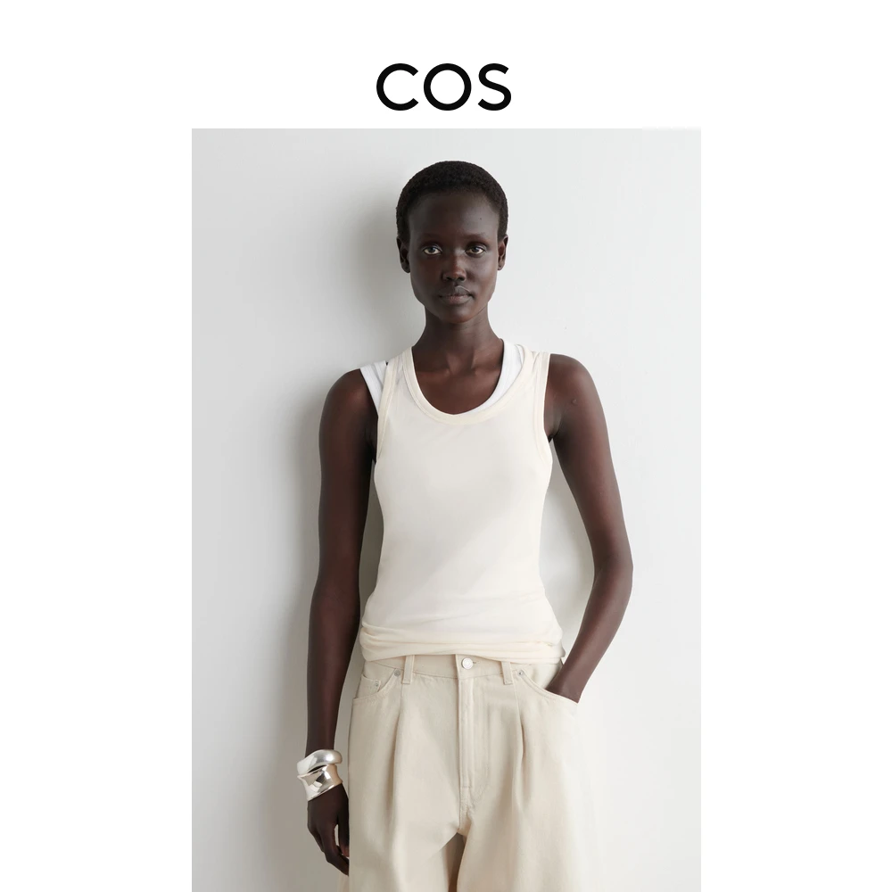 COS女装 修身版型罗纹真丝背心式上衣2025夏季新品1290071001