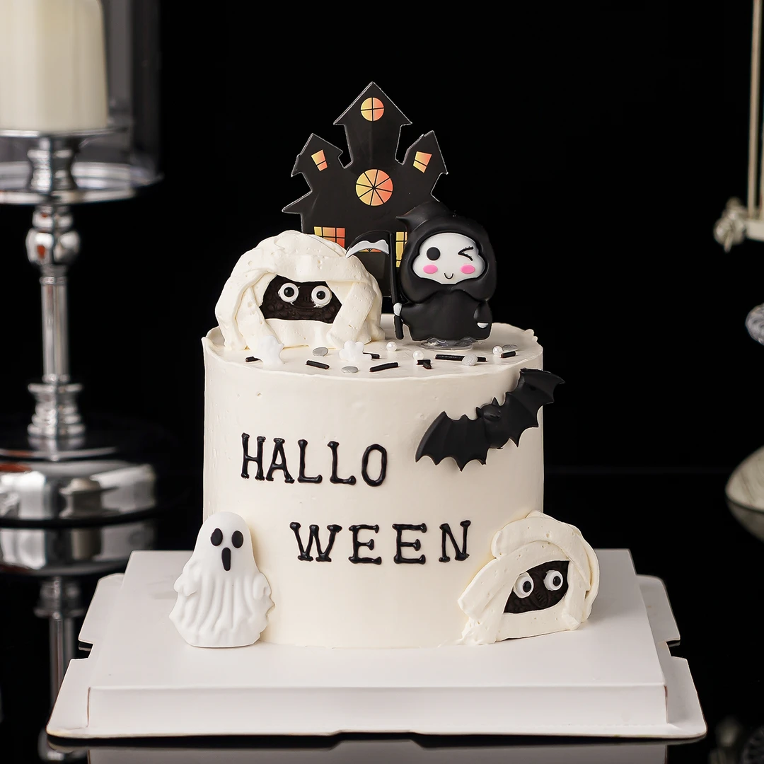 2025万圣节蛋糕装饰搞怪幽灵蝙蝠摆件万圣夜派对镰刀精灵城堡装扮