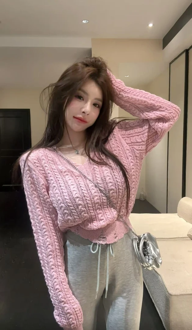 【HuiHui】修身型长袖时针织衫秋季毛针织衫（L0155）