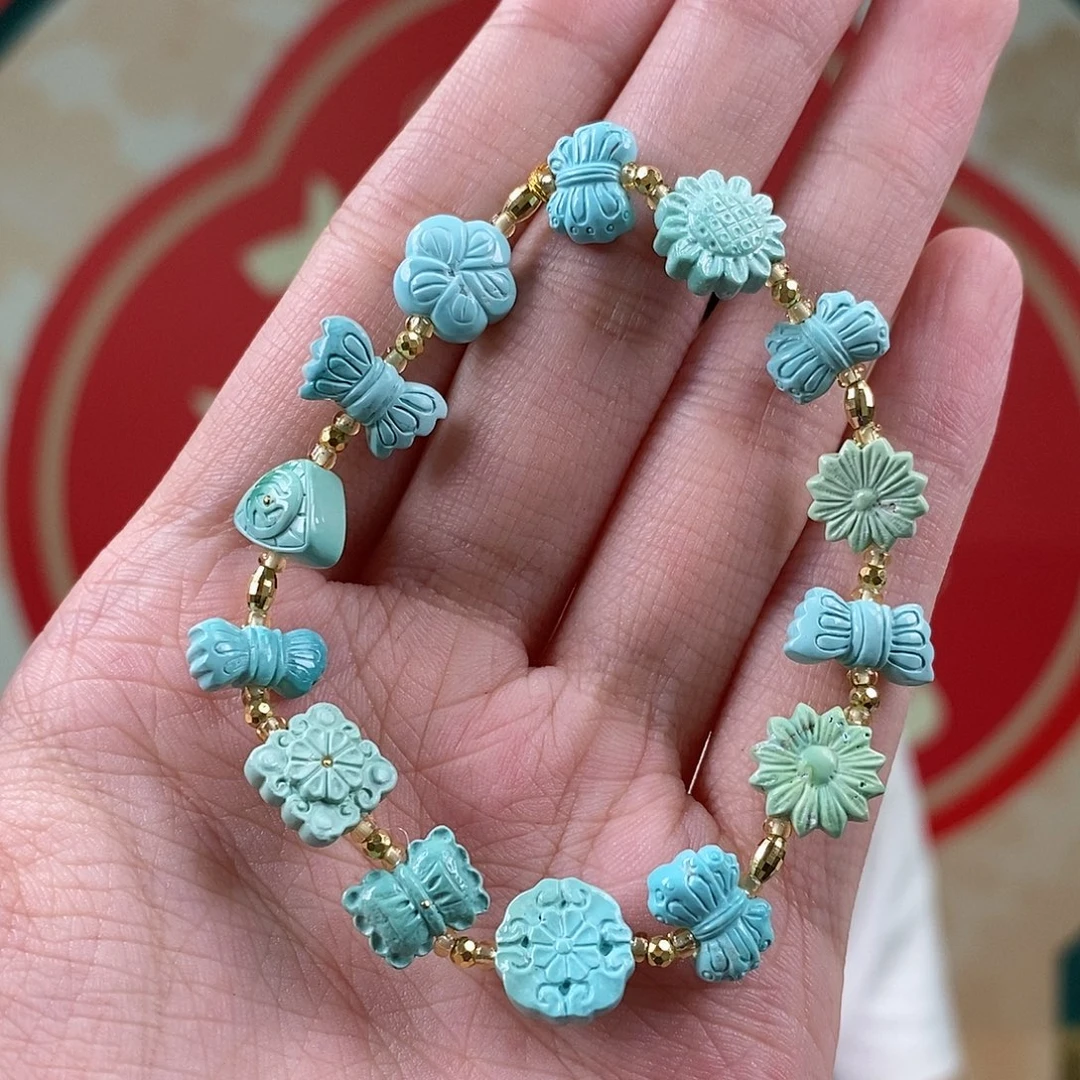 绿松石18K金镶嵌珠宝奇石