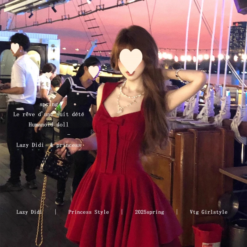 Lazy Didi玫瑰人生 四米裙摆公主裙蝴蝶结千金感无袖收腰连衣裙