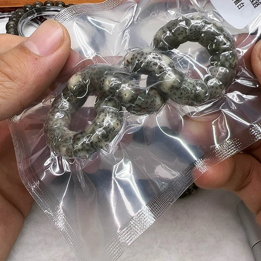 星月菩提手串82荣耀糯冰绿石玉星月菩提单圈猪大肠10