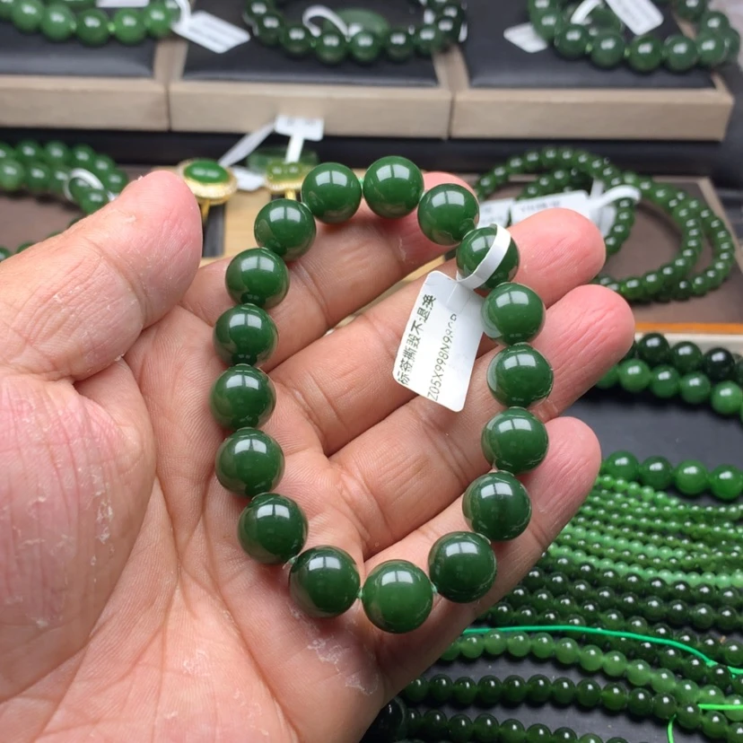 【闪购商品】未镶嵌手串和田玉（碧玉）12mm