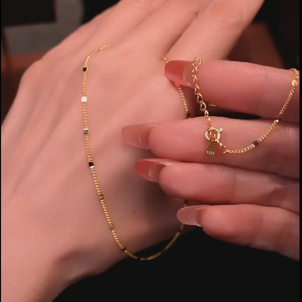 非金属亚克力项链 超闪亮片项链满天星素链小众轻奢可叠带项链