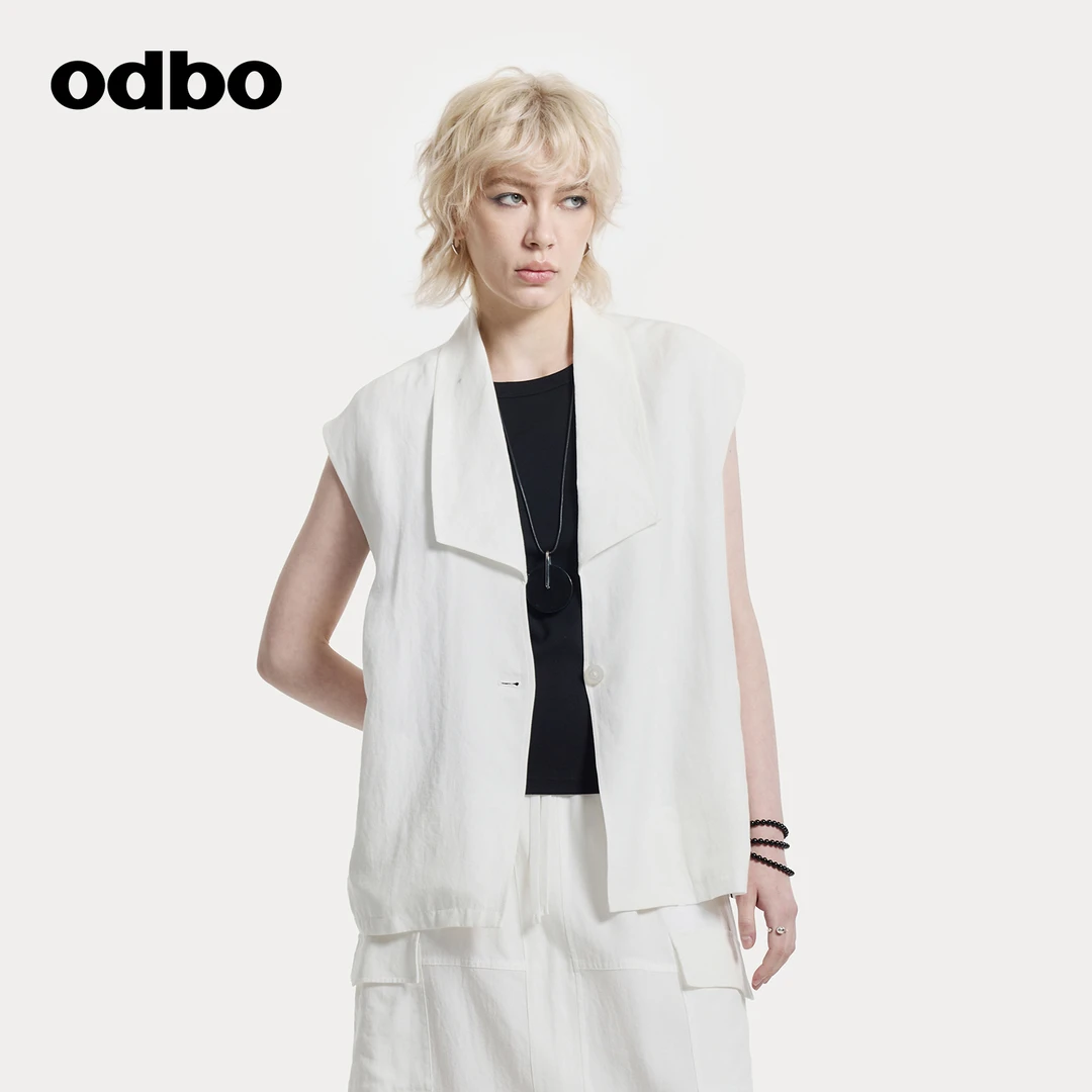 odbo/欧迪比欧【专柜正品 年终大促】极简职场风宽松长款纯色马夹