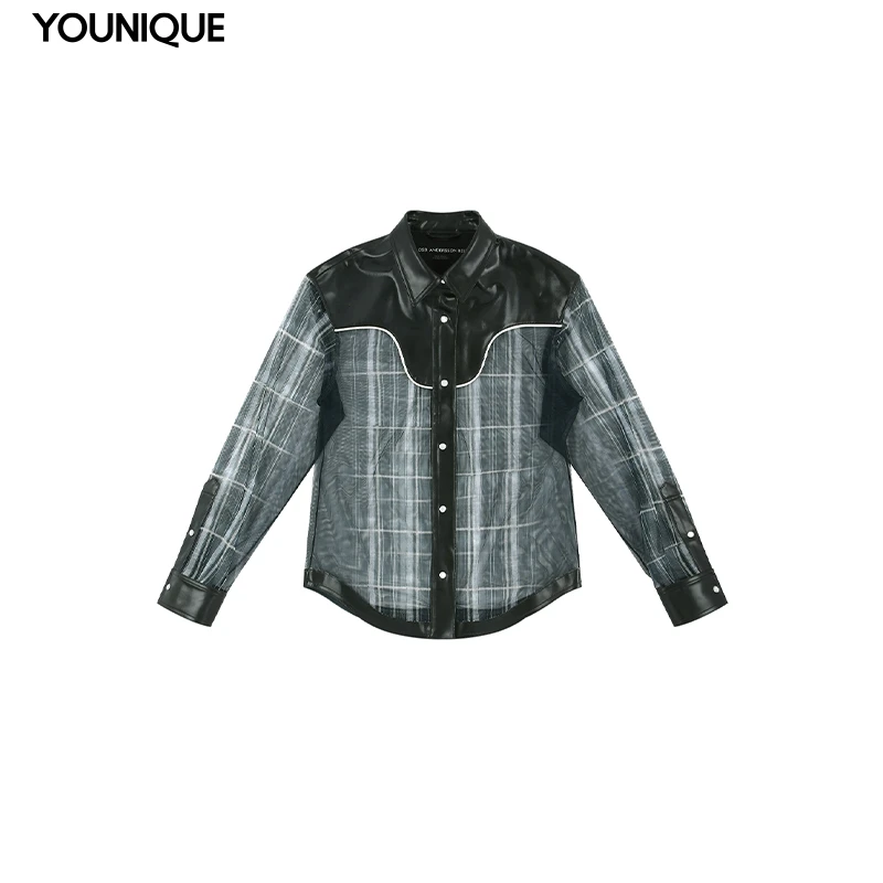 【Andersson Bell】新品25春夏漆皮组合透明西式衬衫