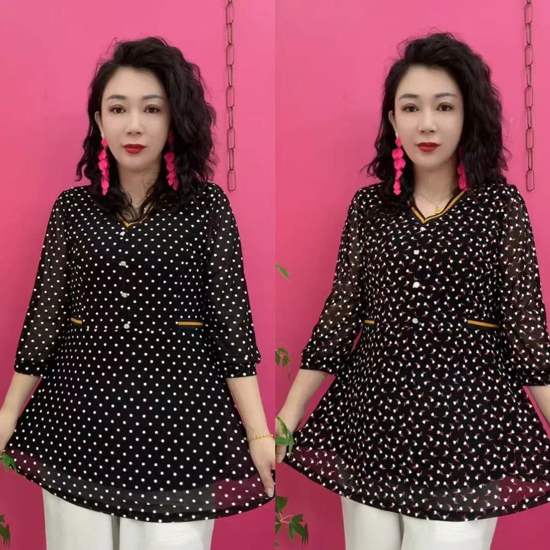 夏季经典波点南韩弹力衫