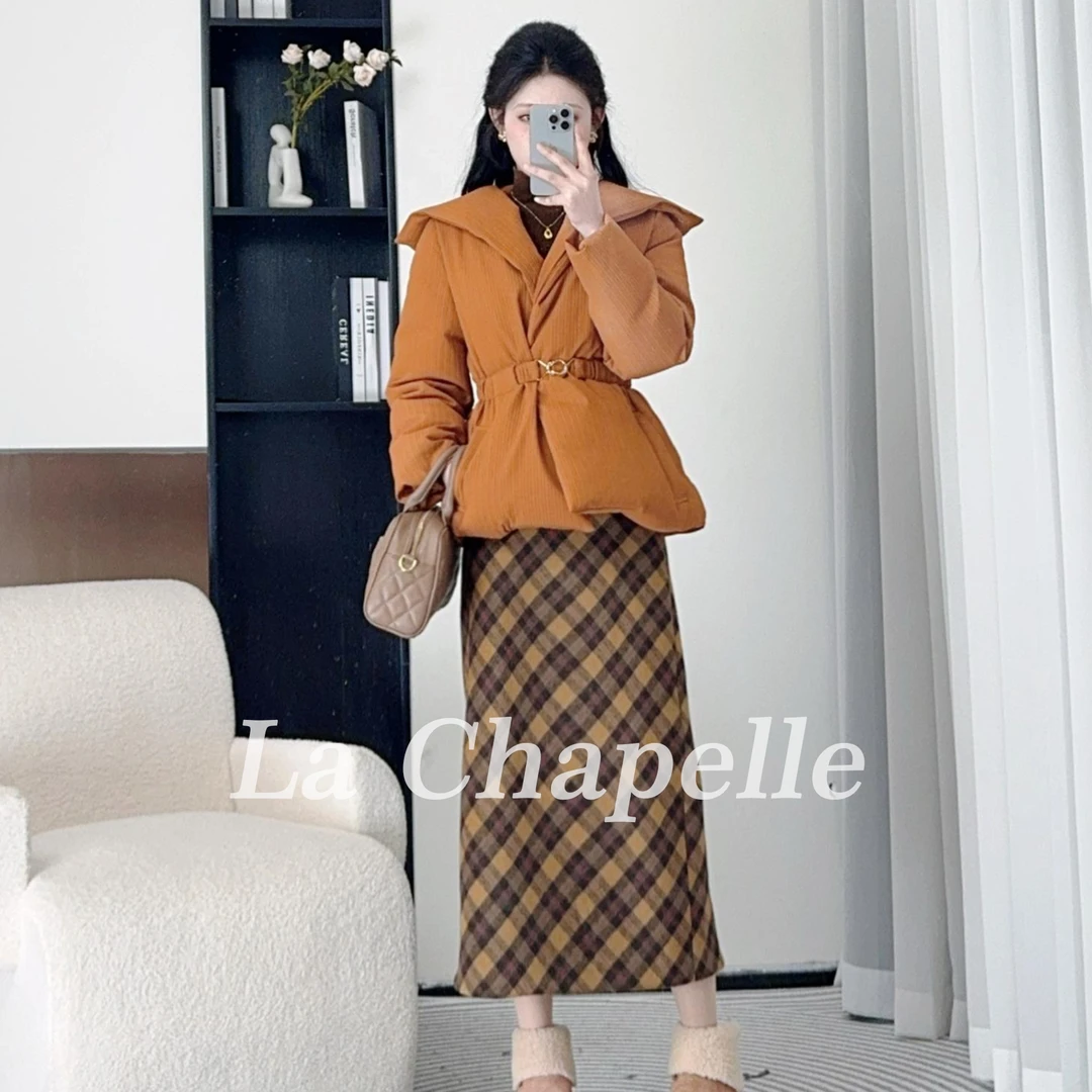 拉夏贝尔25年秋季季新时尚气质法式气质百搭高腰半身裙 10207 LSC