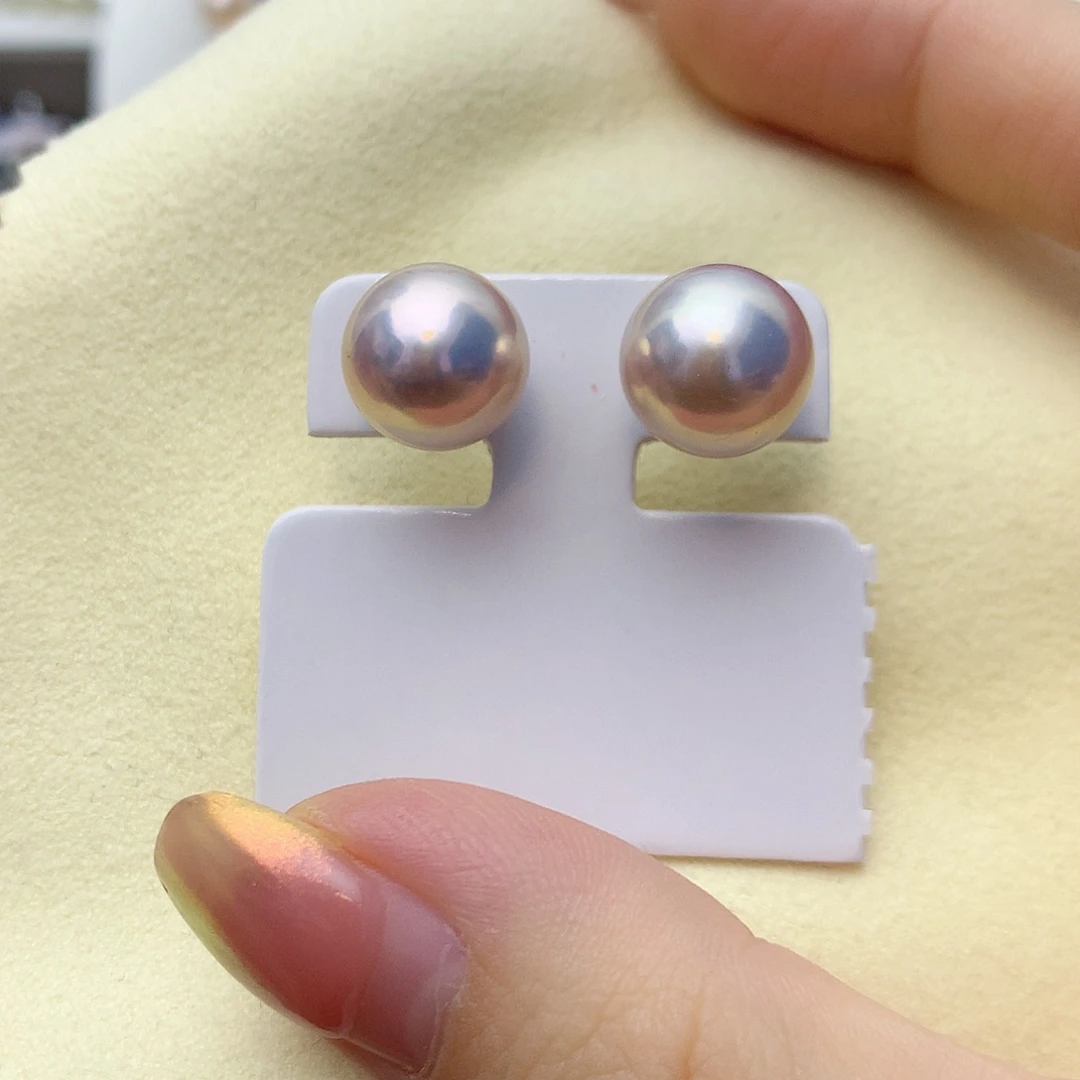 淡水珍珠银S925镶嵌耳饰w14