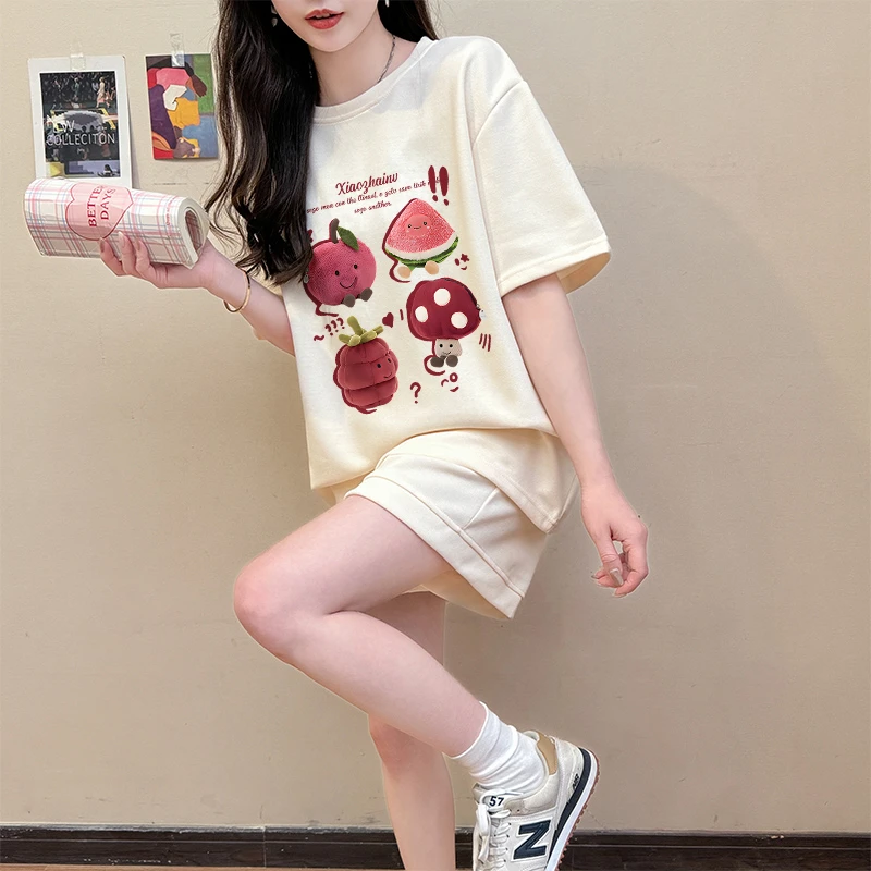 短袖短裤套装女2025夏季韩版宽松显瘦网红洋气炸街休闲运动两件套