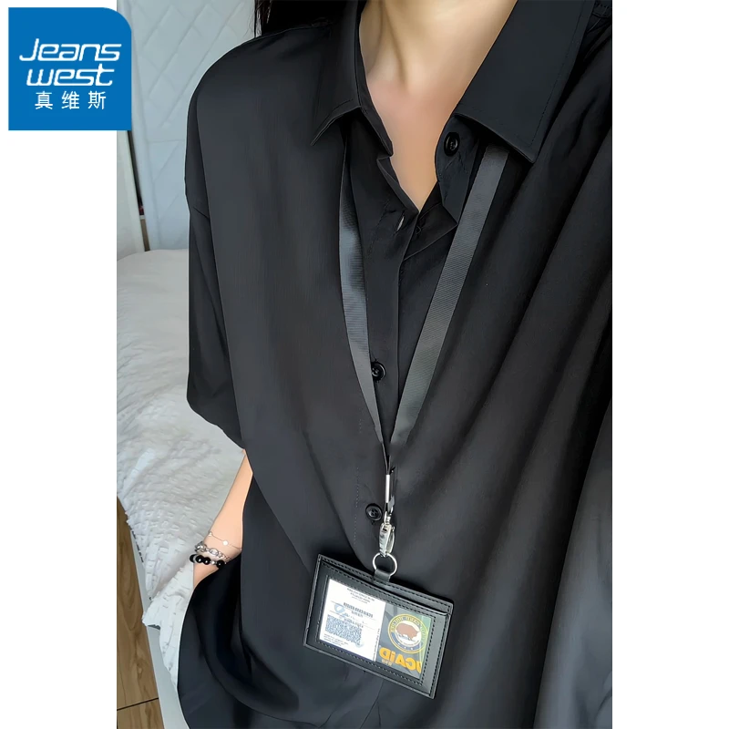 真维斯夏季薄款冰丝凉感短袖衬衫男女同款宽松高级感防晒衬衣外套