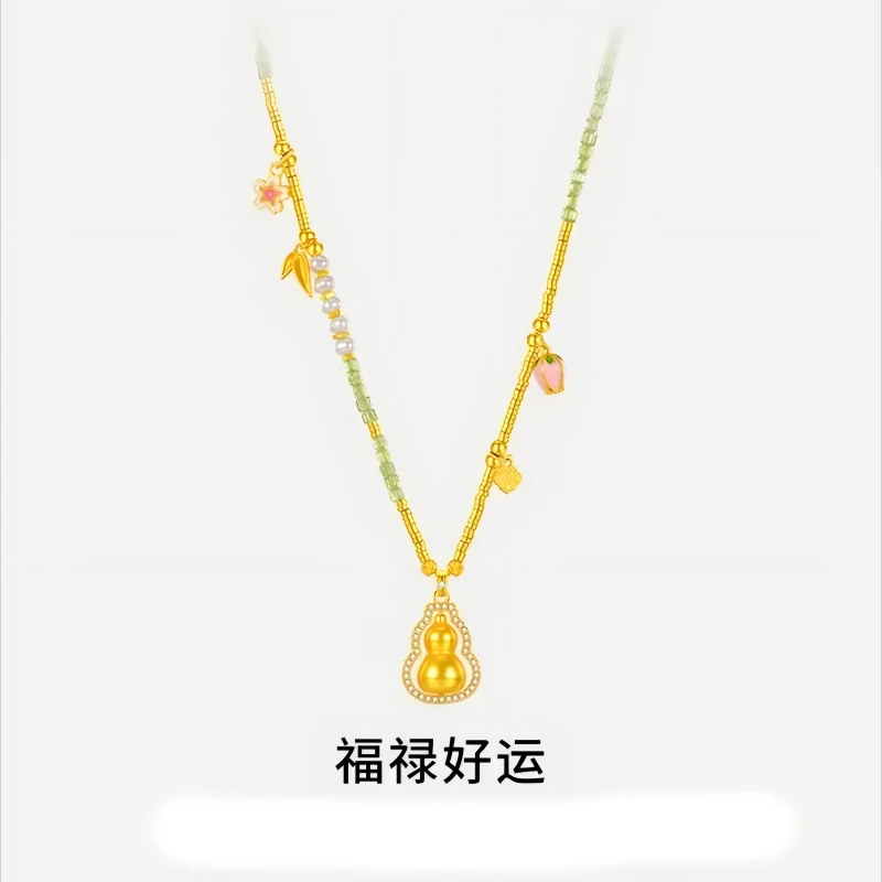 铜合金项链 吊坠原创新中式小众金色葫芦项链女款中国风项链