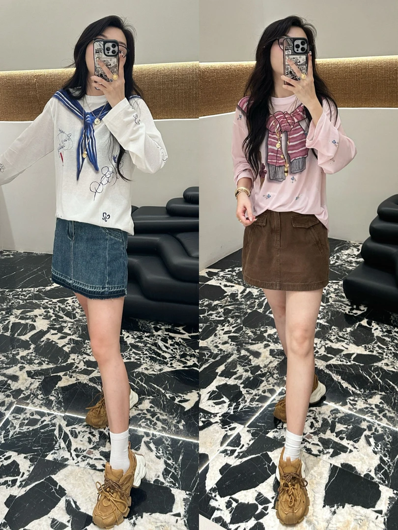 Fordare福蝶 设计师品牌 小众新款 趣味手绘绑结小碎花罩衫