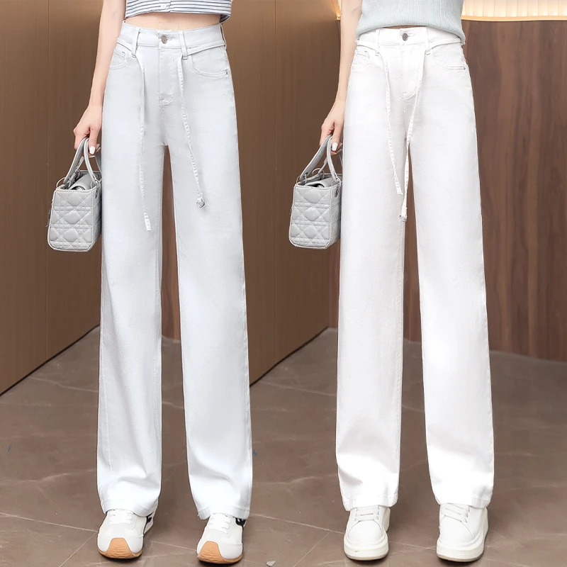 窄版阔腿牛仔裤女夏季薄款2025新款高腰宽松显瘦百搭休闲直筒裤子