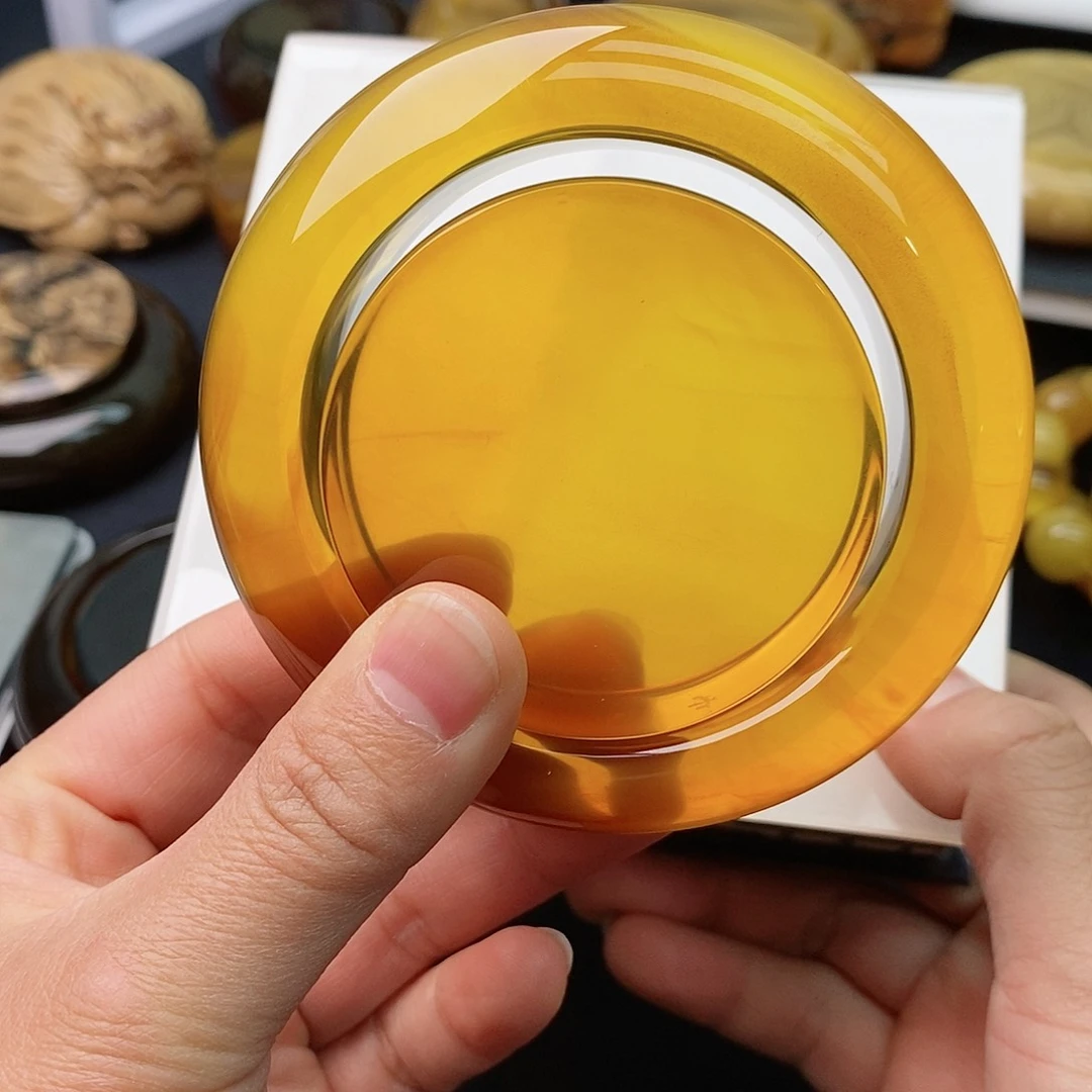 琥珀手镯未镶嵌我**己老矿金棕接近金珀手镯时尚气质百搭