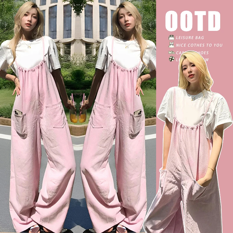 2025爆款孕妇装春夏季洋气韩版宽松上衣休闲潮款孕妇背带裤两件套