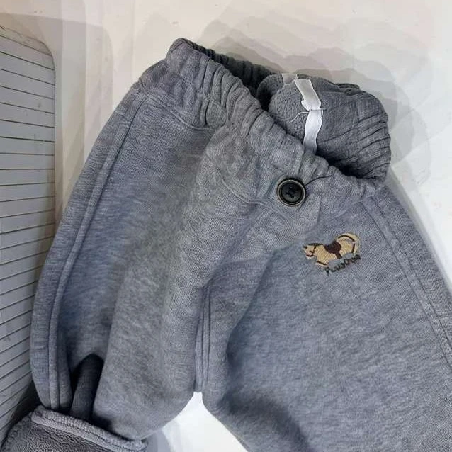 冬季男童小童加绒加厚卫裤运动裤保暖一体绒休闲长裤