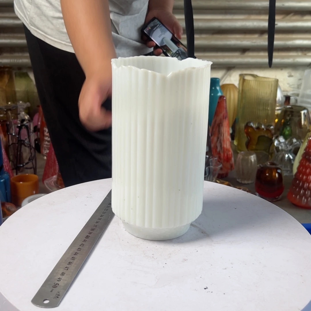 白玉高度23琉璃花器摆件成品