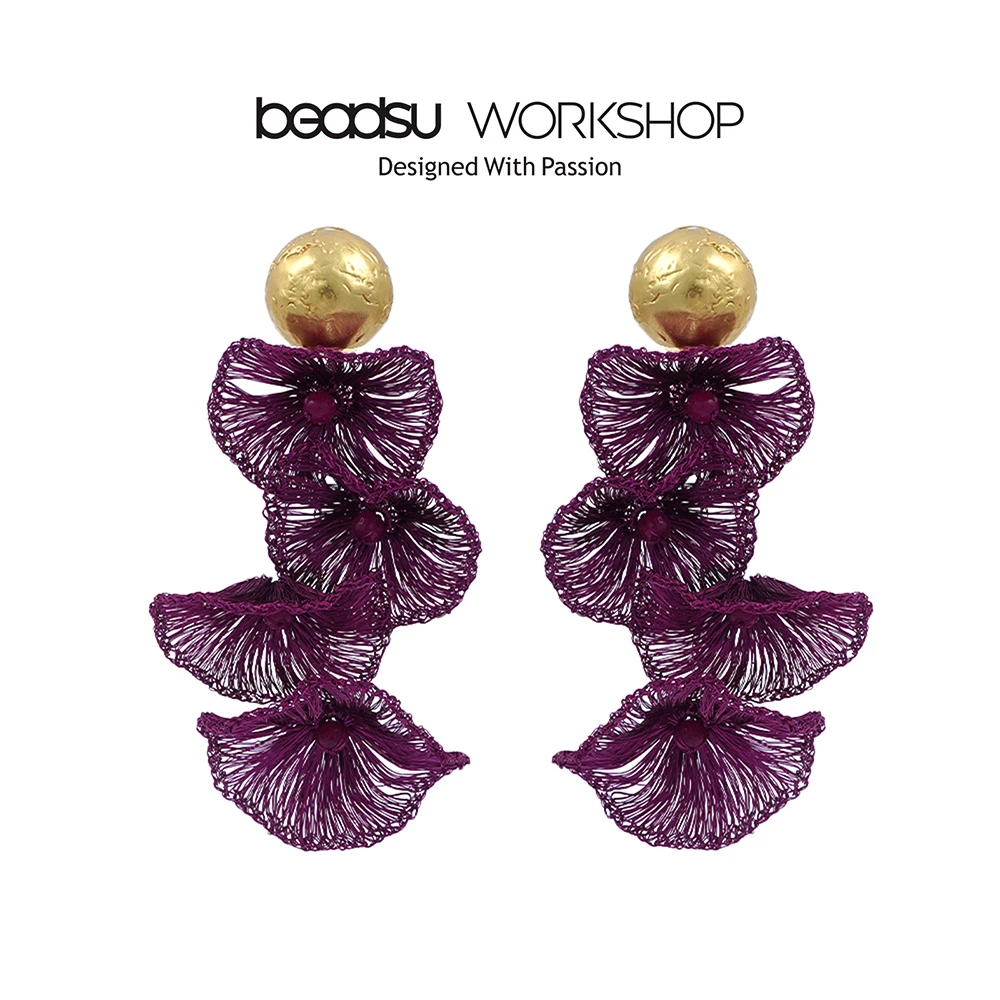 铜合金耳饰 beadsu workshop 植物誌 四层朝颜花流苏耳环 WE2855A
