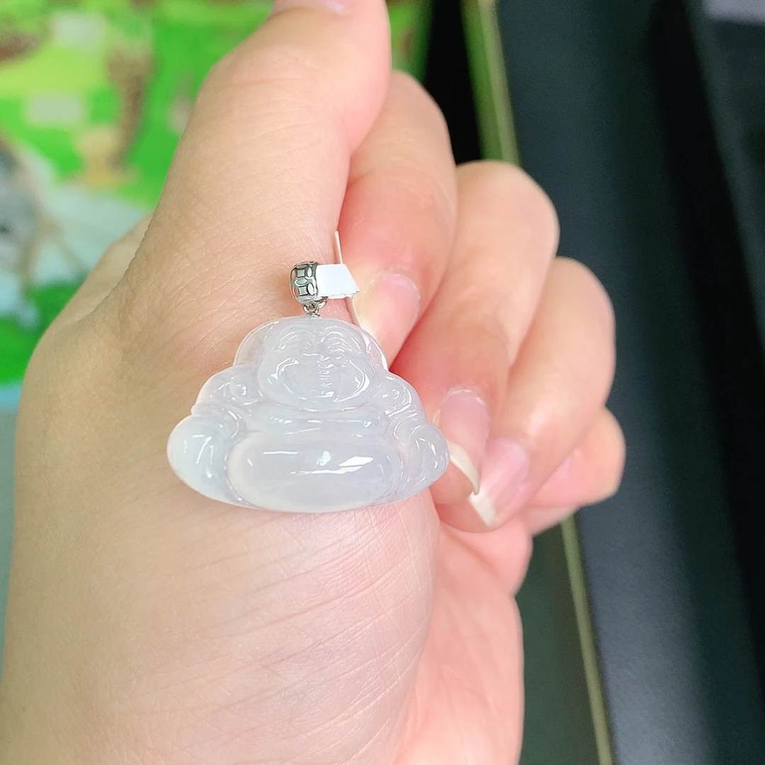 翡翠颈饰18K金镶嵌佛公18.6*26*5.3