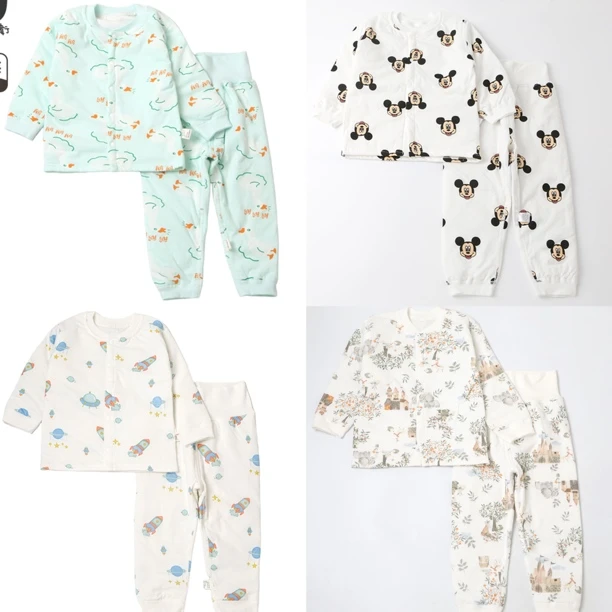 【W-755】婴幼儿卡通长袖分体40g薄棉哈衣无骨男女宝哈衣