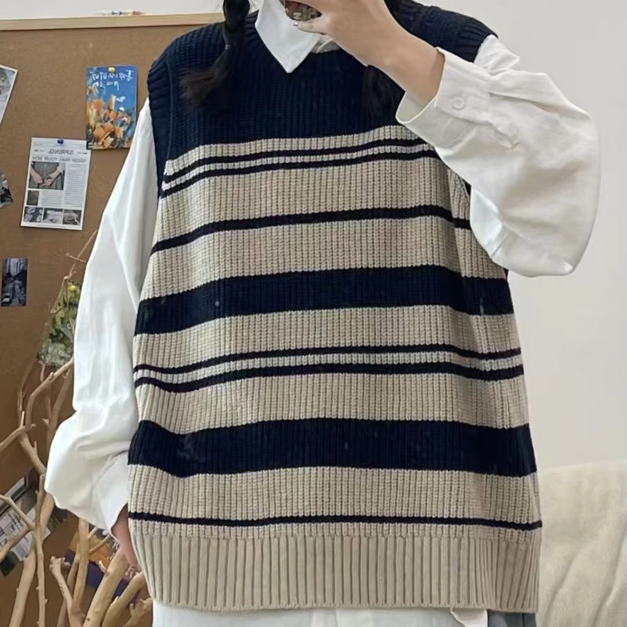 新款针织条纹马夹K50332款
