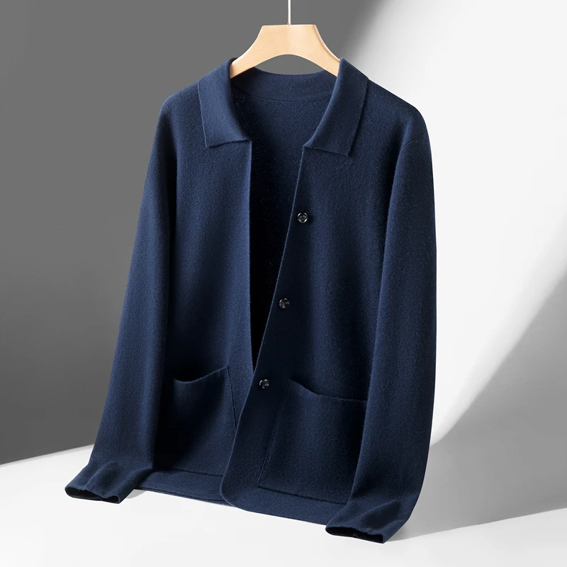 【云起述】100%纯山羊绒精纺四平加厚翻领羊绒西服外套