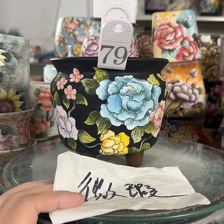 满38包邮 景德镇幸运花盆