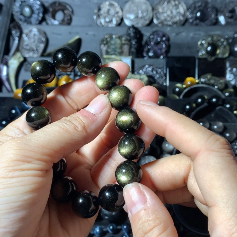 【闪购商品】黑曜岩手串未镶嵌@***到