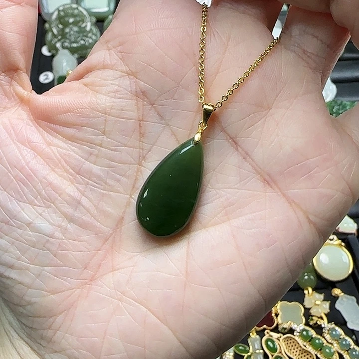 吊坠(赠链)银S925镶嵌和田玉鸿**油