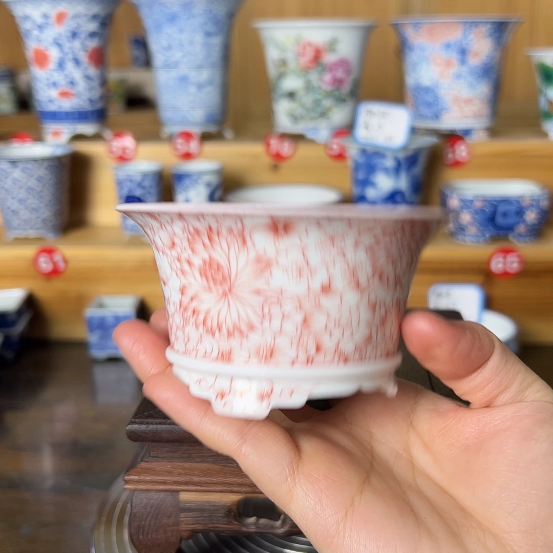 墨奈手绘陶瓷花盆口8高5.3