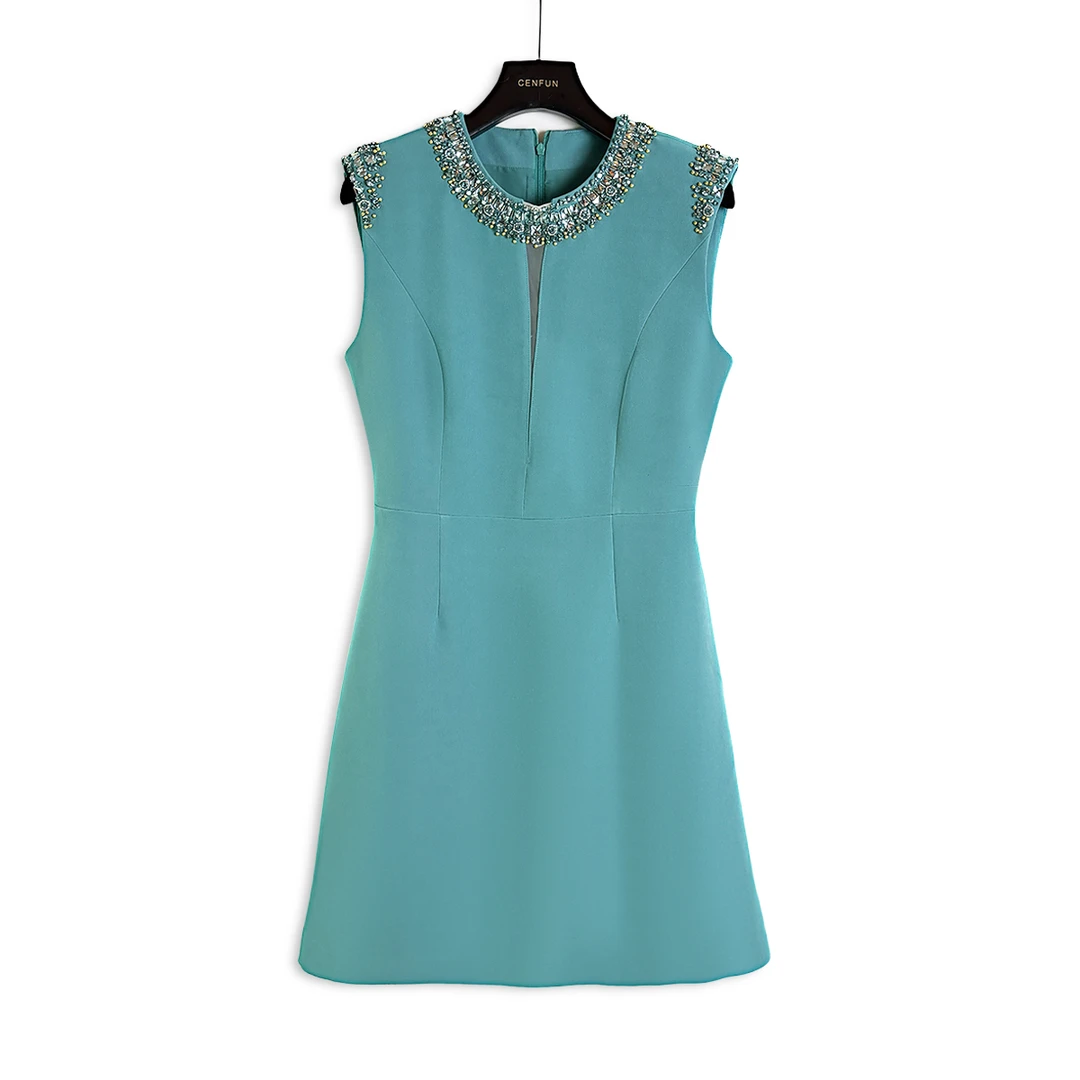 2025春夏无袖重工闪无袖连衣裙E001311