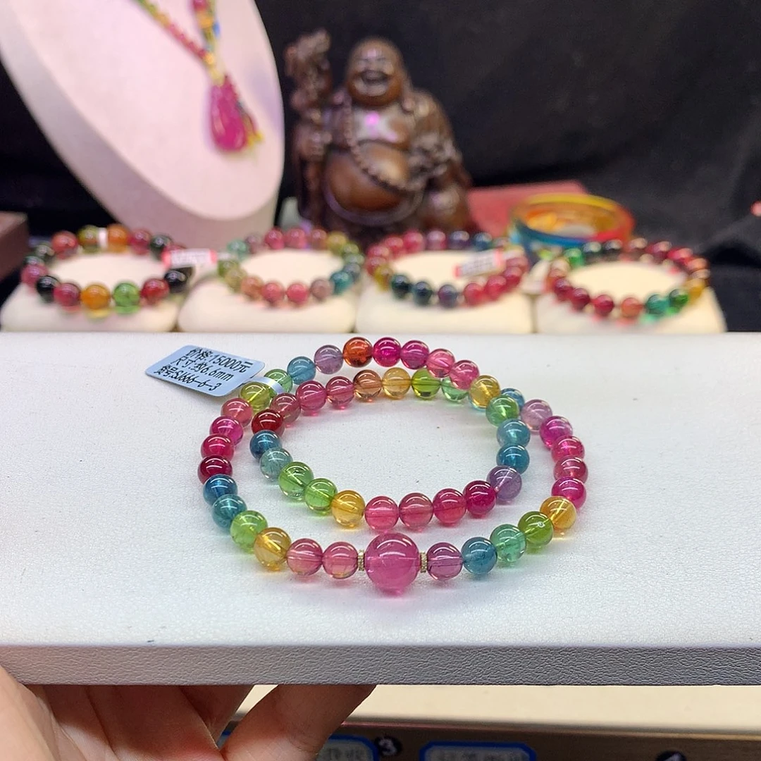 未镶嵌手串碧玺荧光净度/6.6。