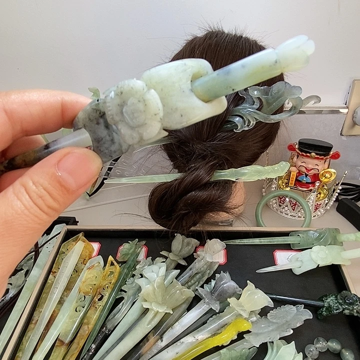 蛇纹石玉合金发饰发冠