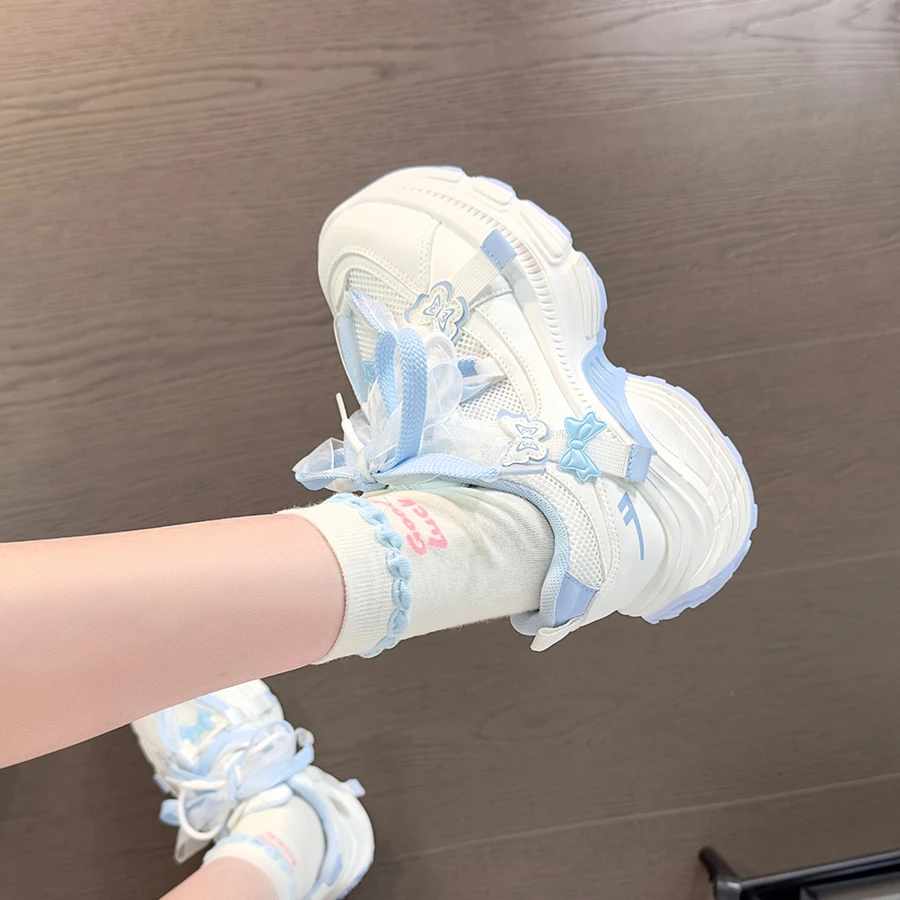 回力芭蕾蝴蝶老爹鞋女2025爆款小众原创蝴蝶结学生鞋子厚底运动鞋