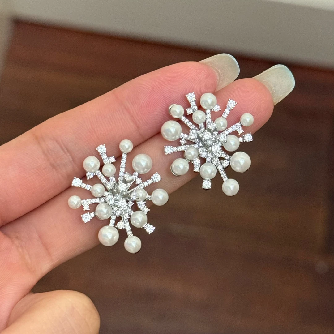 铜合金合成锆石耳饰 E0283 【漫天星光】设计师定制烟花耳环