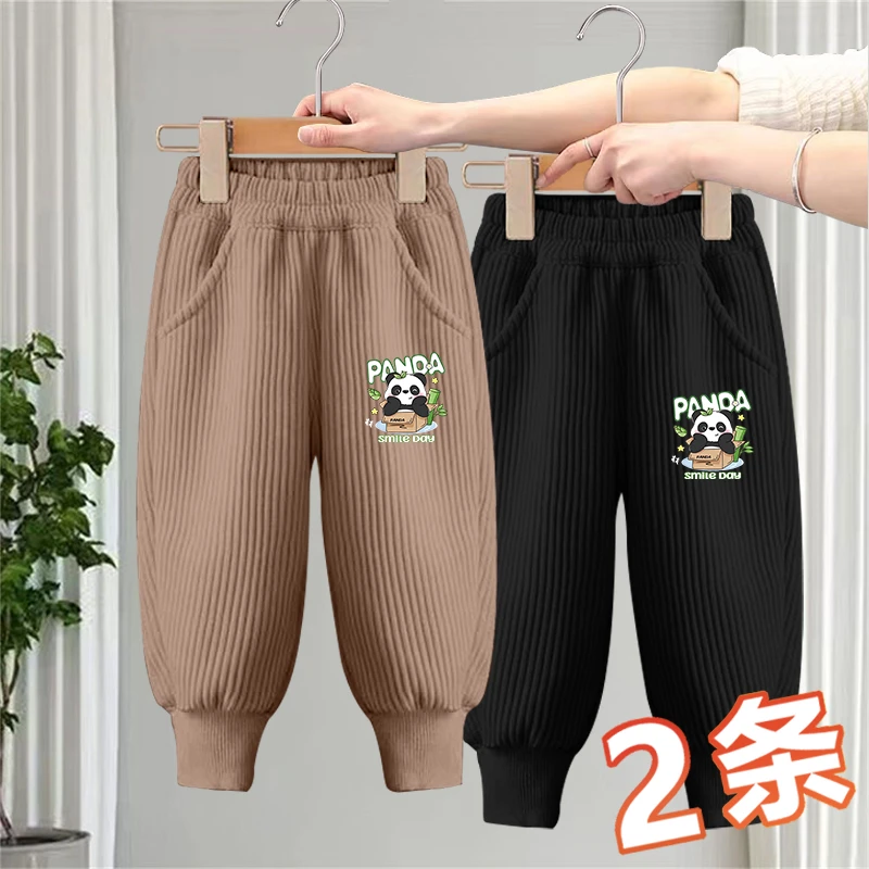 儿童裤子秋季童装2025春秋男女童卡通灯芯绒长裤中大童休闲运动裤
